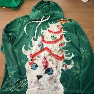 Green Cat Christmas Hoodie
